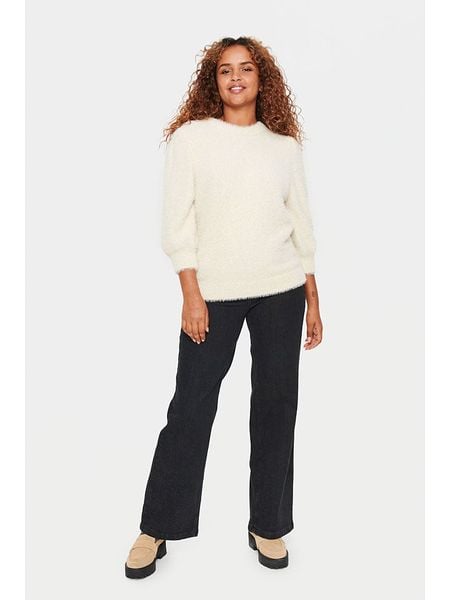 SAINT TROPEZ Sweter "Banni" w kolorze kremowym rozmiar: L. Brązowe swetry klasyczne damskie Saint Tropez, l, bez kołnierzyka. Za 144.58 zł.
