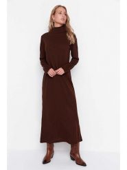 Trendyol Sukienka w kolorze brązowym rozmiar: XL. Brązowe sukienki damskie Trendyol, xl, bez wzorów, bez kołnierzyka, bez ramiączek, maxi. Za 78.84 zł.