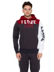 Męska zimowa bluza z kapturem i dużym logo Leone 1947 Color Block. Szare bluzy sportowe męskie LEONE 1947 APPAREL, na zimę, bez wzorów, z bawełny, bez kołnierzyka, bez ramiączek. Za 412.58 zł.
