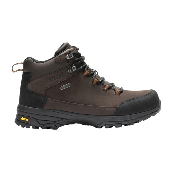 Męskie skórzane buty trekkingowe Burrell. Brązowe buty trekkingowe męskie Regatta, z materiału, bez zapięcia, trekkingowe. Za 696.50 zł.