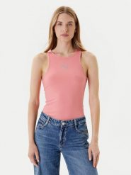 Guess Top W5GP57 KCV52 Różowy Regular Fit. Czerwone topy damskie Guess, xxl, z aplikacjami, z syntetyku, bez kołnierzyka. Za 122.00 zł.