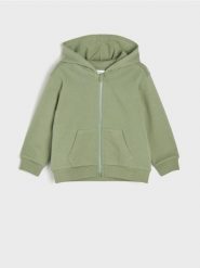Bluza z kapturem - zielony. Zielone bluzy i bluzki niemowlęce Sinsay, bez wzorów, z bawełny, bez ramiączek, długie, z kapturem. Za 25.99 zł.