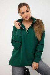 Bluza z suwakiem i kieszeniami zielona. Zielone bluzy bez kaptura damskie KESI, l, z bawełny. Za 178.78 zł.
