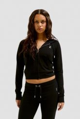 JUICY COUTURE Czarna bluza damska Single Jersey Ola Hoodie. Czarne bluzy bez kaptura damskie Juicy Couture, s, z jersey. W wyprzedaży za 284.99 zł.