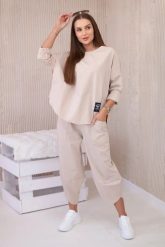 Komplet new punto bluza + spodnie beżowy. Brązowe bluzy bez kaptura damskie KESI, l, z bawełny. Za 347.13 zł.