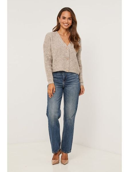 Soft Cashmere Kardigan w kolorze szarobrązowym rozmiar: 38/40. Brązowe kardigany damskie Soft Cashmere, bez wzorów, prążkowane. Za 139.87 zł.