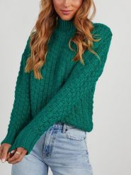 LA Angels Sweter w kolorze zielonym rozmiar: XL. Zielone golfy damskie LA Angels, xl, bez wzorów, ze splotem, bez ramiączek. Za 140.53 zł.