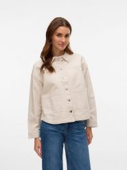 Vero Moda Kurtka przejściowa w kolorze kremowym rozmiar: L. Brązowe kurtki damskie Vero Moda, l, bez wzorów, bez kaptura. Za 113.90 zł.