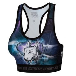 Stanik sportowy fitness siłownia MMA EXTREME HOBBY BULLTERRIER. Czarne biustonosze sportowe damskie EXTREME HOBBY, bez wzorów, z elastanu. Za 119.00 zł.