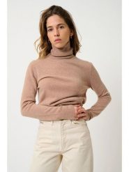 AUTHENTIC CASHMERE Kaszmirowy golf "Bise" w kolorze beżowym rozmiar: L. Brązowe golfy damskie AUTHENTIC CASHMERE, l, bez wzorów, z kaszmiru, bez ramiączek. Za 430.95 zł.