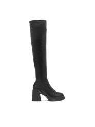 DeeZee Kozaki Emmaline LS5967-04 Czarny. Czarne kozaki damskie DeeZee, ze skóry, bez obcasa, na słupku. Za 175.99 zł.