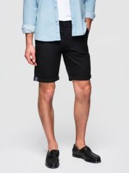 Klasyczne męskie szorty chino z podwiniętą nogawką - czarne V9 - Rozmiar: XXL. Czarne szorty męskie Ombre Clothing, na lato, bez wzorów, z bawełny, eleganckie. W wyprzedaży za 79.99 zł.
