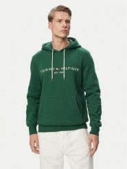 Tommy Hilfiger Bluza Logo MW0MW11599 Zielony ciemny Regular Fit. Zielone bluzy bez kaptura męskie Tommy Hilfiger, m, z bawełny. Za 489.99 zł.
