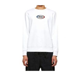 Bluza sportowa męska Diesel Girk-N85. Białe bluzy bez kaptura męskie Diesel, bez wzorów, z bawełny, sportowe, bez kołnierzyka, bez ramiączek. Za 291.00 zł.