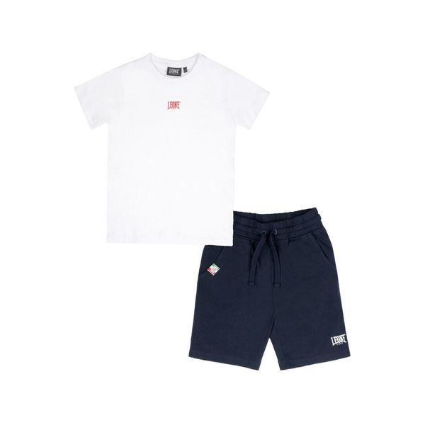 Koszulka z bawełna z kieszenie na czas wolny. Białe spodnie dresowe damskie LEONE 1947 APPAREL, bez wzorów, z bawełny, bez kołnierzyka. W wyprzedaży za 79.36 zł.